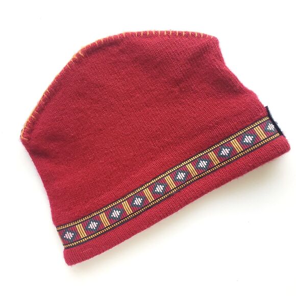 Vintage Merkley Headgear Red Wool Knit Winter Hat Toque Beanie Snowboard Canada - Picture 2 of 9